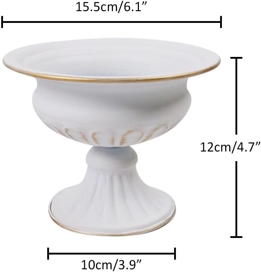 8Pcs White Compote Vases for Centerpieces, 4.7in Small Flower Vases | No Leakage, Rust-free, Metal Urn Vase, for Wedding, Birthday, Daily Home Decor, Christmas