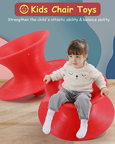 360 Swivel Gyro Chair for Kids, Rotating Sensory Balance Seat, Heavy Duty PE Rubber Tumbler Toy, Indoor Outdoor Play Equipment, Light Grey, 220 Lbs Capacity