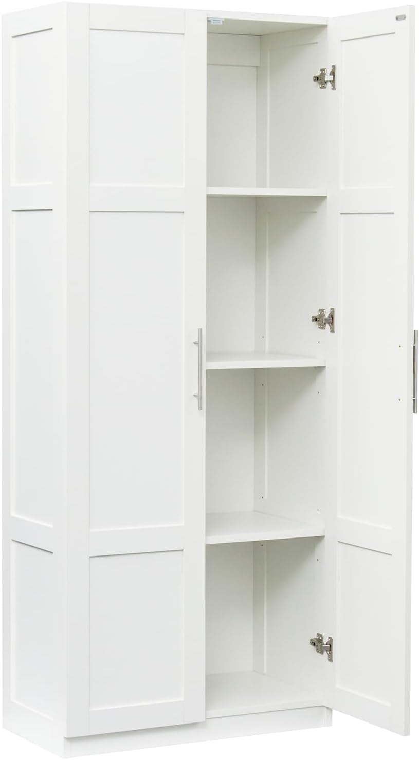 29.53”W Kitchen Pantry Cabinet, Tall Storage Cabinet with 2 Doors, Wooden Kitchen Cupboard Cabinet with Adjustable Shelves for Kitchen, Dining Room, Living Room, 29.53inch