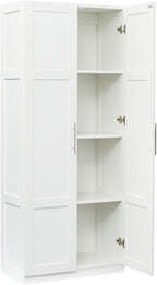 29.53”W Kitchen Pantry Cabinet, Tall Storage Cabinet with 2 Doors, Wooden Kitchen Cupboard Cabinet with Adjustable Shelves for Kitchen, Dining Room, Living Room, 29.53inch
