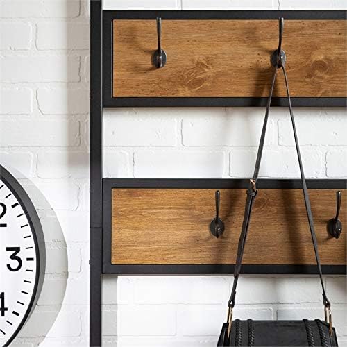 Walker Edison August Modern Farmhouse X Back Hall Tree with Bench, 72 Inch, Barnwood