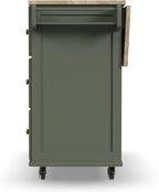 Homestyles Mobile Kitchen Island Cart with Wood Top and Dropleaf Breakfast Bar, 18" D x 53.5" W x 36" H, Green
