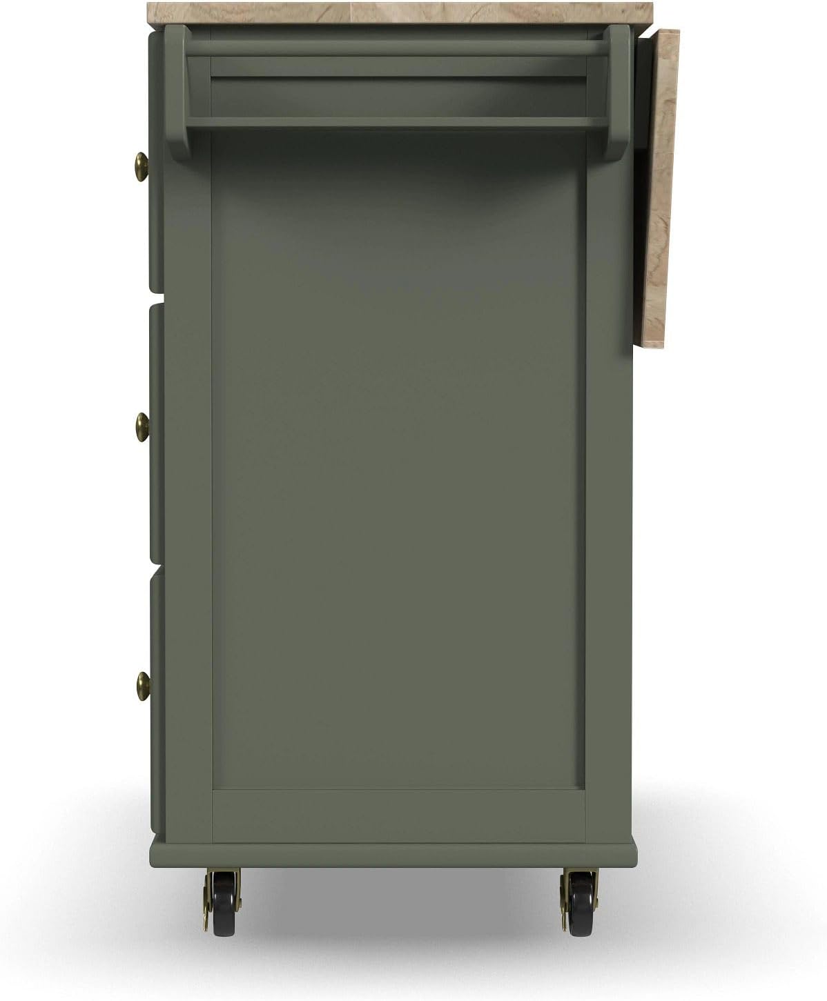 Homestyles Mobile Kitchen Island Cart with Wood Top and Dropleaf Breakfast Bar, 18" D x 53.5" W x 36" H, Green