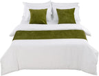 AMBERIS Bed Runner Green, Chenille Soft No Fading Modern Bed Scarf (Pillowcases Sold Separately)