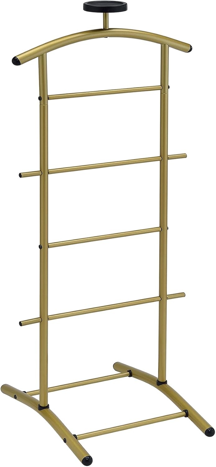 KB Designs - Suit & Tie Freestanding Valet Stand Clothing Organizer Rack, Gold