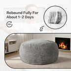 Hobestluk Bean Bag Chair Large Washable Soft Living Room Adult 5Ft Grey | No Assembly Required Memory Foam Filling Machine Washable Cover Bedroom Dorm Reading Gaming Fluffy Plush Faux Fur Fabric