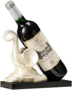 ELEGANTZ Modern Wine Bottle Holder – Decorative Elephant Design with Chrome Finish – Single Bottle Display Stand for Countertop, Bar, or Dining Table – Elegant Wine Rack with Black Base