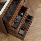 Sideboard Buffet Cabinet Black Walnut Sideboard Wine Cabinet Dining Side Glass Door Storage Furniture Living Room Entrance Decoration