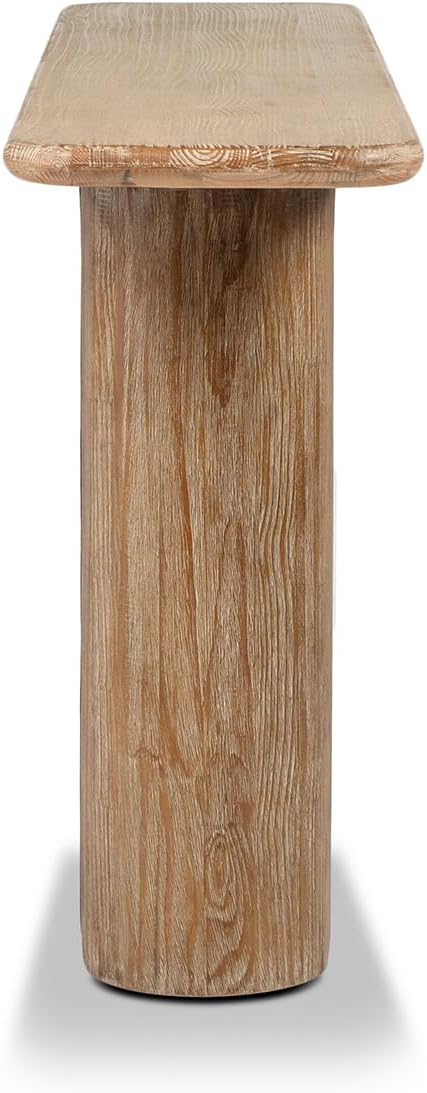 Jennifer Taylor Home Sonoma 72" Reclaimed Pine Split-Pillar Console Table, Rustic Greige Brown Reclaimed Pine Wood