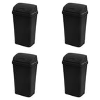 Sterilite 4-Pack Swing Top Wastebasket, Sleek Square Profile Trash Can, 13 Gallon, Black - Modern Garbage Bin for Kitchen, Bathroom, Garage and Workspace, Fits 13 Gal Liners