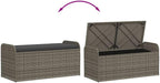 Poly Rattan Patio Storage Bench with Cushion, 45.3 Inch Outdoor Seat with Waterproof Bag and Gas Spring, Gray