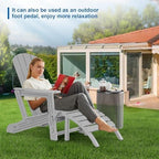 Adirondack Ottoman, All Weather Foot Rest for Adirondack Chair, HDPE Plastic Adirondack Footstool,Outdoor Footrest for Patio,Backyard, Lawn, Fire Pits,Grey