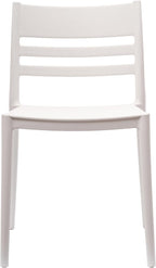 Flash Furniture Bridgeport Slat Back Patio Chair with Contoured Seat, Commercial All-Weather Stacking Resin Chair, UV Resistant, Indoor-Outdoor, White, Set of 4