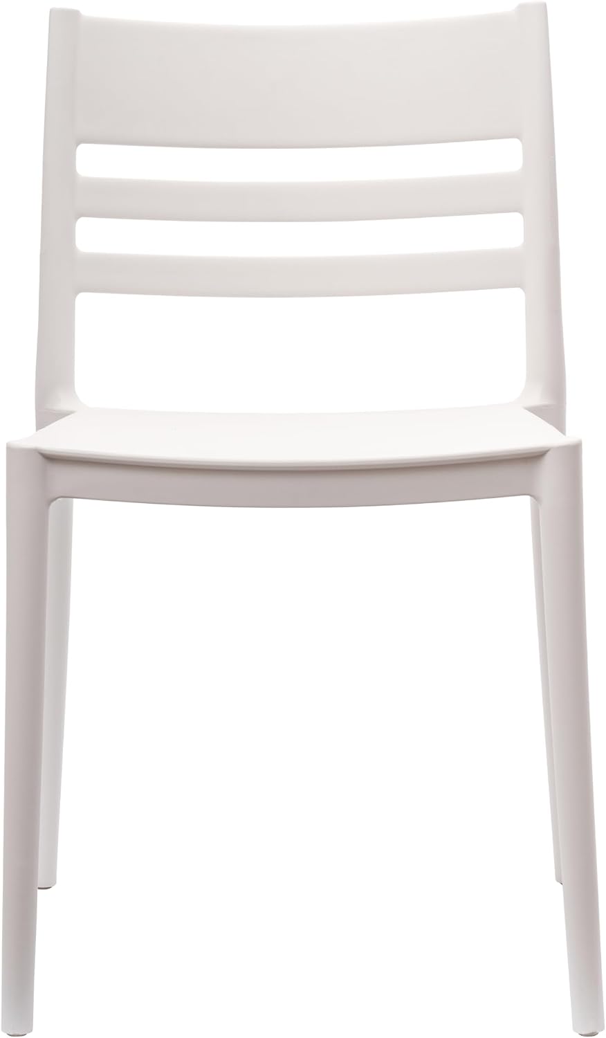 Flash Furniture Bridgeport Slat Back Patio Chair with Contoured Seat, Commercial All-Weather Stacking Resin Chair, UV Resistant, Indoor-Outdoor, White, Set of 4