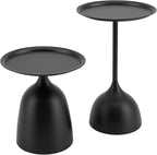 2-Piece Coffee Table, Durable Small Round Coffee Tables for Living Room, Easy Assembly Modern Nesting Coffee Tables Set, Circle Side Tables Round End Table for Sofa Bedside Balcony (Black)