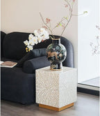 Sofa Side Table Light Luxury Shell Side Table Living Room Sofa Coffee Corner Rack Bedroom Bedside Retro Small Round Bench End Table for Couch