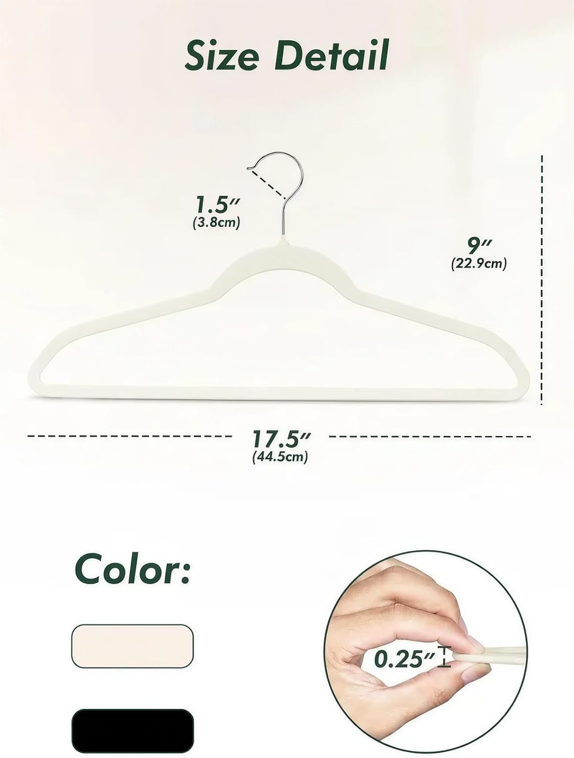 HOUSE DAY Ivory Velvet Hangers 100 Pack - Non Slip Felt Hangers Closet Essentials, Space Saving Hanger, Gentle on Clothes, Sturdy Shoulder Design