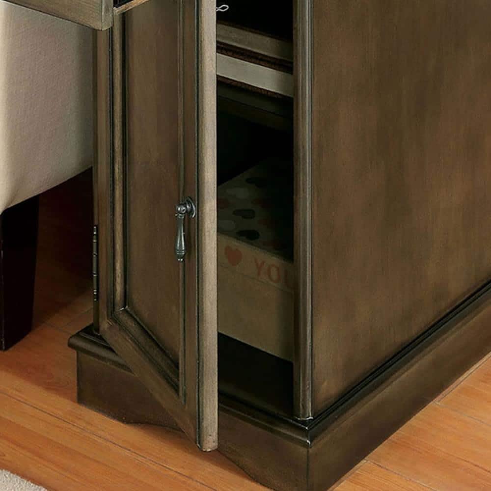Stylish Modern Transitional Gray Side Table/Nightstand with USB Outlet - Multifunctional Solid Wood Storage Cabinet for Your Home!