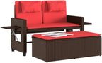 Garden Bench Brown and Red,Foldable Garden Bench with Reclining Function, Stylish Double Seating for Outdoor Comfort and Modern Aesthetic Patio Furniture