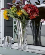 Crystal Glass Vase – Heavy Crystal Vase for Flowers with Weighted Bottom, Thick Durable Decorative Vases for Modern Home Decor, 9.8″ 3.5lb Clear Centerpiece (Transparent)
