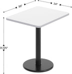 Flash Furniture Graniss 24'' x 30'' Rectangular White Laminate Table Top with 18'' Round Table Height Base