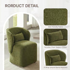 KISLOT Upholstered Dining Chairs with Wheels, Easy Assembly Stain Resistant Fabric Modern Barrel Armchair with Lumbar Cushion, Dining Room Chairs for Kitchen Living Room Bedroom, Green, Set of 2