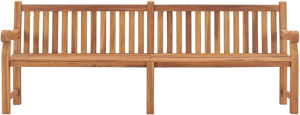 Extra Large Solid Teak Wood Garden Bench, 90 Inch Outdoor Patio Seating, Heavy Duty Rectangular Bench for Backyard, Deck, and Park, Seats 3-4
