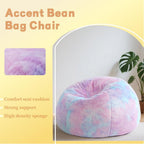 Modern Soft Fluffy Bean Bag Chair With Faux Rabbit Fur Cover, Memory Foam Bean Bag Chairs For Kids Teens, Furry Fuzzy Faux Fur Fabric Beanbag, Round Rainbow Plush Sofa For Bedroom, Living Room, Dorm