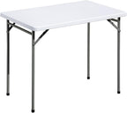 Folding Table 3ft Rectangular All-Occasion Plastic Folding Event Table for Indoor and Outdoor, Portable Desk, Camping, Durable and Stable, HDPE and Steel, Wide Application, White