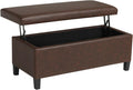 Homebeez 42 Inch Faux Leather Storage Ottoman Bench with Lift Top, Modern Rectangular Foot Rest for Living Room, Bedroom, Entryway, End of Bed, Blackened Red