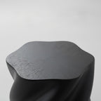 Modern Sculptural Fiberglass End Table, Organic Twisted Accent Stand, Contemporary Side Desk for Living Room Bedroom Entryway Balcony Patio, Fully Assembled Artistic Pedestal Furniture (Black)