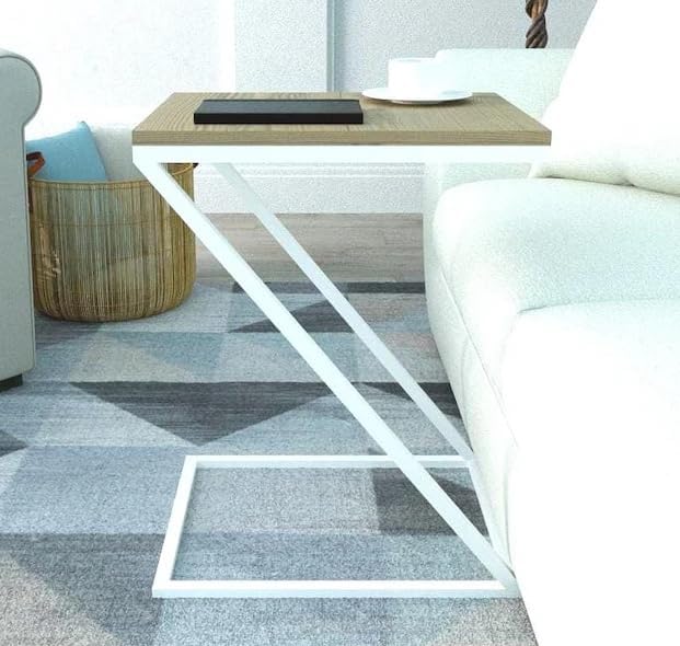 Z-Shaped Slide Under Sofa Side Table-Slide Under Couch Snack Table, Multi-Functional Laptop Side Table