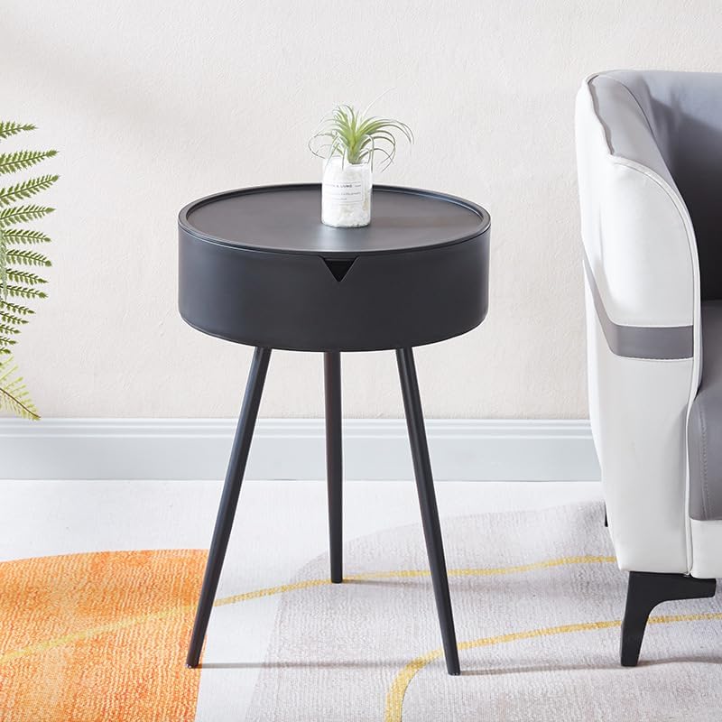 Nightstand, Modern Side Table Bedroom with Storage, Small End Bedside Table with Drawer for Living Room, Office, Dorm Small Spaces (Black)