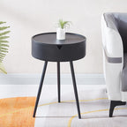 Nightstand, Modern Side Table Bedroom with Storage, Small End Bedside Table with Drawer for Living Room, Office, Dorm Small Spaces (Black)