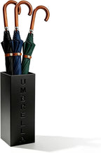 Square Metal Umbrella Canes Holder, Free Standing Umbrella Rack Stand Storage Bucket, Walking Sticks Organizer Bin for Indoor Entryway, Home, Office and Hotel, 16.3" x 6.3" x 6.3", Black
