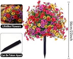 Artificial Petunias with Ground Stake - UV Resistant & Waterproof Faux Flowers for Outdoor Indoor Garden, Yard, Planter, Porch & Home Decor (3pcs)