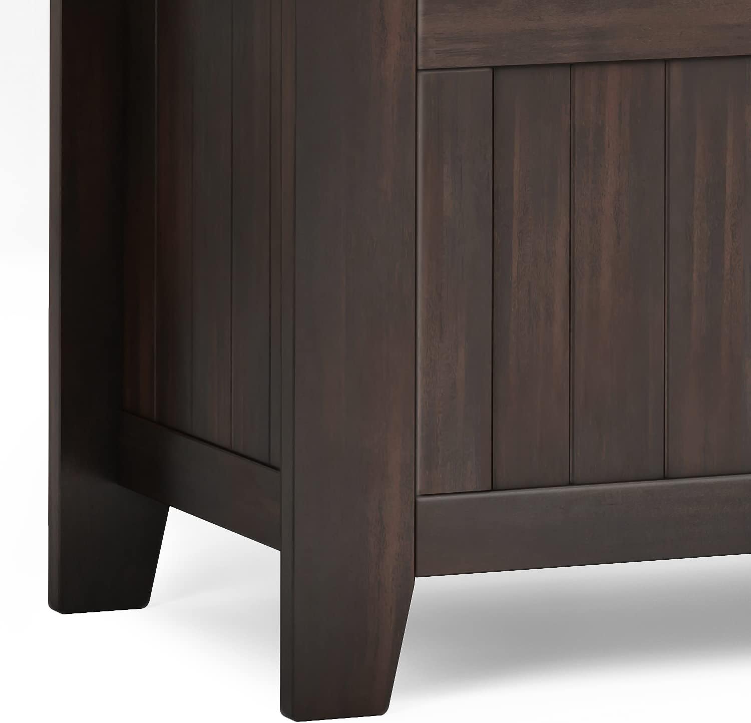 SIMPLIHOME Acadian Solid Wood 36 inch Wide Small Storage Bench and 31.5 inch Wide Shoe Storage Cabinet in Brunette Brown for the Living Room, Entryway, and Family Room, Transitional Style
