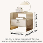 Nightstand with Drawer and Open Storage Acrylic Bedside Tables Side Table with Storage Transparent End Table for Home Decor Lightweight(White)