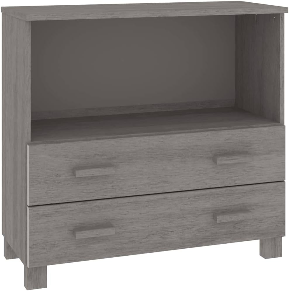 Light Grey Sideboard with Solid Pine Wood and MDF Construction, Modern Storage Cabinet for Living Room or Dining Room, 4-Drawer Furniture Piece with Smooth Finish and Durable