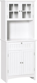 27" D*15.8" W*64.5" H Freestanding Kitchen Pantry with Drawer, 3 Shelves, Top French Door & Lower Double Door, Rectangular Storage Cabinet, Modern, for Living Room, Dining Room, White
