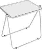 Clear Foldable Side Table - 25x20in Small TV Tray for Snack Dinner on Couch, Folding Table for Home Office Sofa Small Space