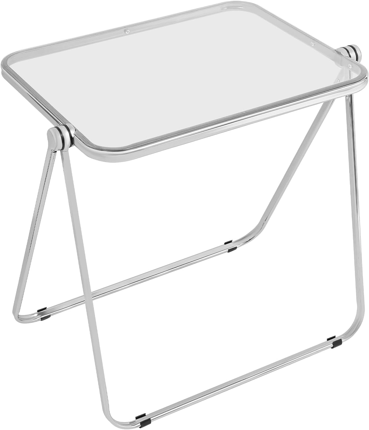 Clear Foldable Side Table - 25x20in Small TV Tray for Snack Dinner on Couch, Folding Table for Home Office Sofa Small Space