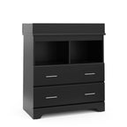 Storkcraft Brookside 2 Drawer Changing Table Dresser, Black | GREENGUARD Gold Certified Baby Dresser with Removable Changing Table Topper, Includes Interlocking Drawer System
