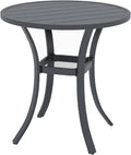 Anmutig 27.5 Inch Round Outdoor Metal Table for 2, Patio Bistro Table with Curved Legs, All Weather Slatted Table for Lawn, Garden, Balcony, Deck, Black