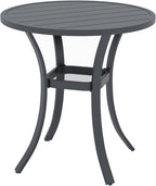 Anmutig 27.5 Inch Round Outdoor Metal Table for 2, Patio Bistro Table with Curved Legs, All Weather Slatted Table for Lawn, Garden, Balcony, Deck, Black