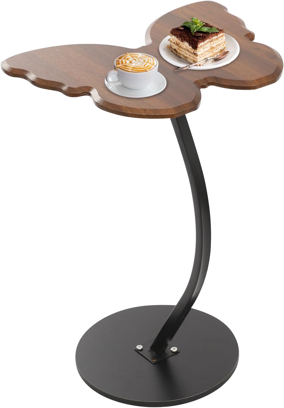 Side Table Butterfly Shape End Table, C-Shaped Small Coffee Tables Sofa Table, Living Room End Tables, 33 Pounds Capacity for Bedrooms Offices Lounge Small Spaces