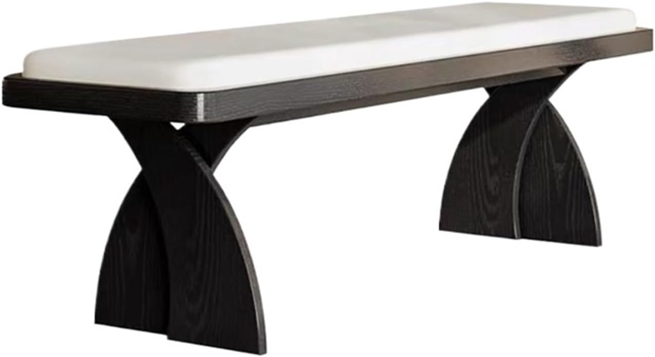Modern Retro Wooden Long Bench at The Foot of The Bed in The Bedroom Dressing Room or Home for Changing Shoes Entryway(Small)
