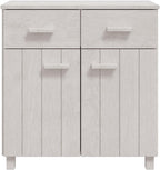 White Solid Pine Wood Sideboard with Matte Finish, 31.1 x 15.7 x 31.5 Inches, Modern Storage Cabinet for Living Room Dining Room, 4 Drawers and Spacious Surface, Durable