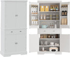 71.7 Inch Kitchen Pantry Cabinet,Freestanding High Cupboard Bathroom Storage Cabinet with 2 Drawer & Cabinets, 3 Adjustable Shelves, 6 Door Shelves,for Living Room, Kitchen White
