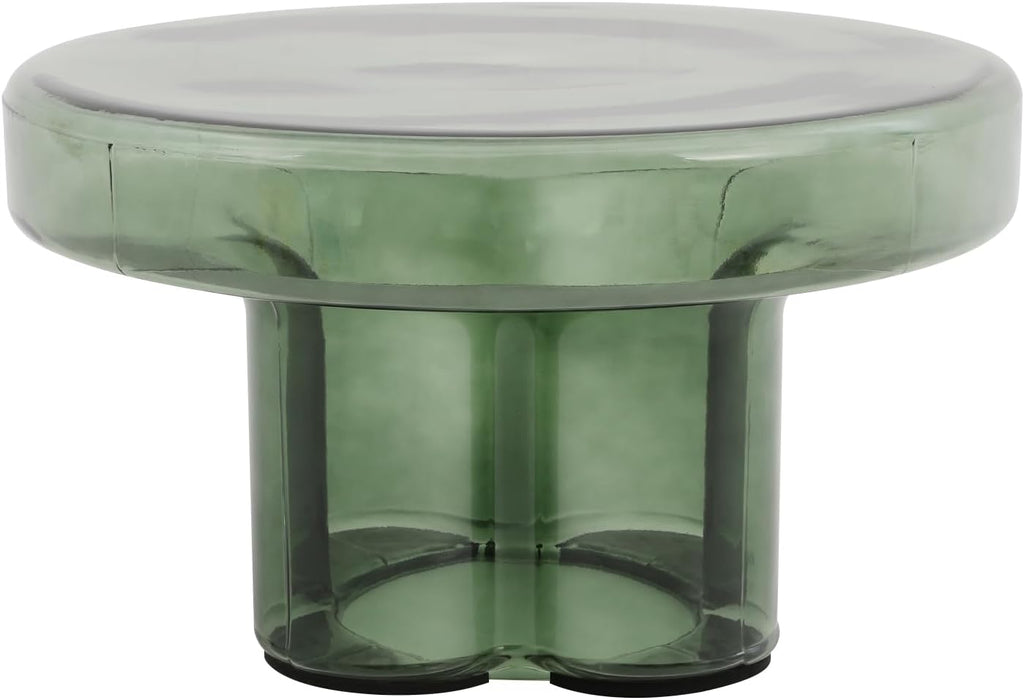 Round Glass End Table, Modern Floral Base Coffee Table Small Accent Side Table for Living Room Bedroom Office 15" or 22" Tabletop